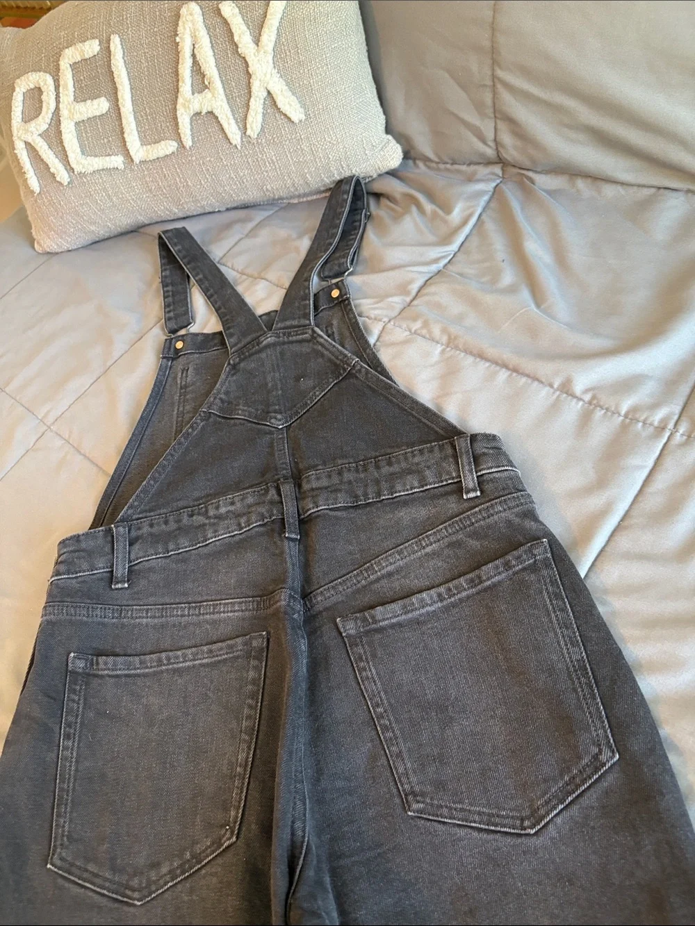 Women NEW 4 Black Overalls Old Navy Slouchy Straight Workwear Non Stretch Denim